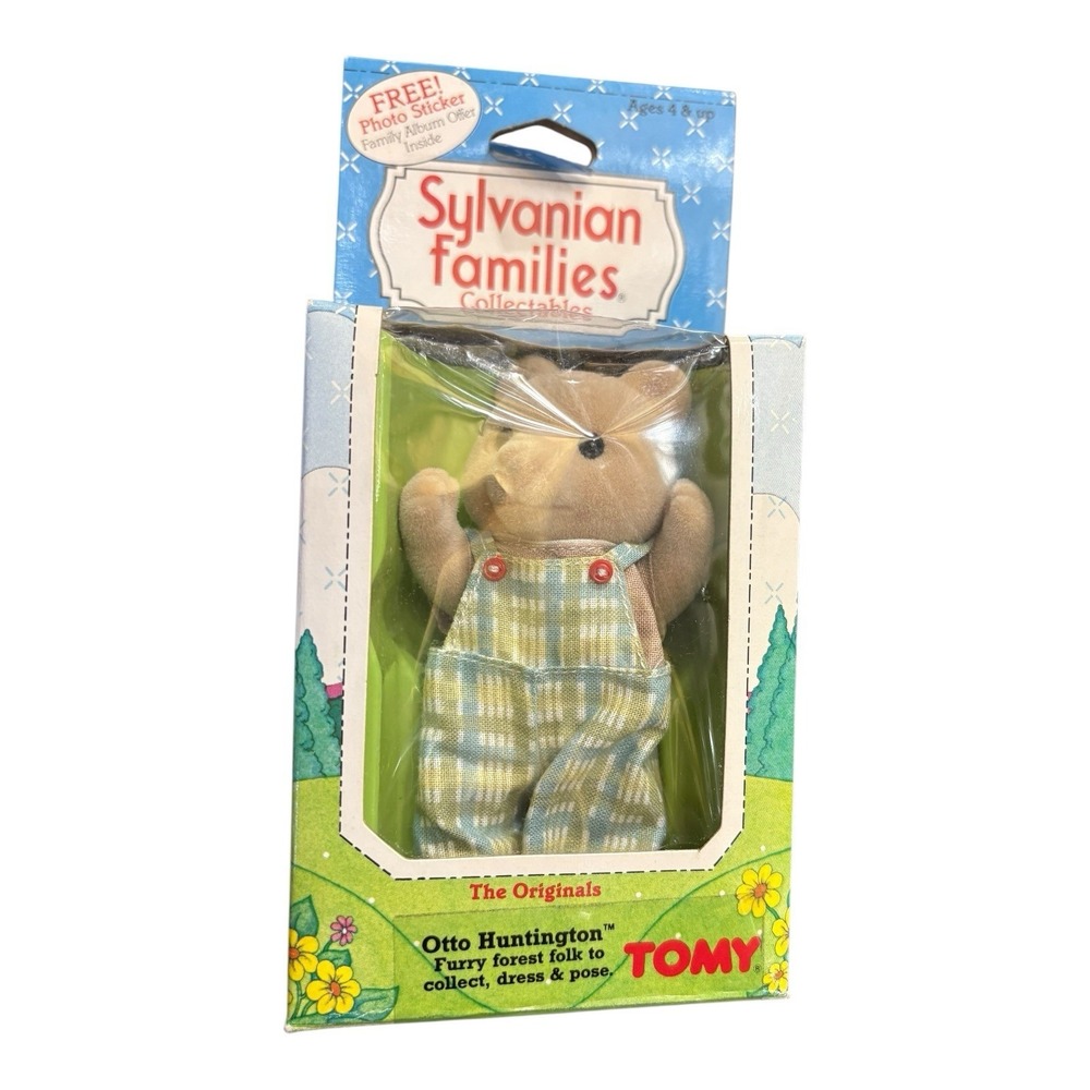 Rare Sylvanian Otto Huntington Light Brown Father Bear with Box & Paperwork